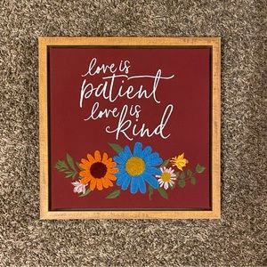 Embroidered knit floral folkart script quote bridal gift housewarming home decor